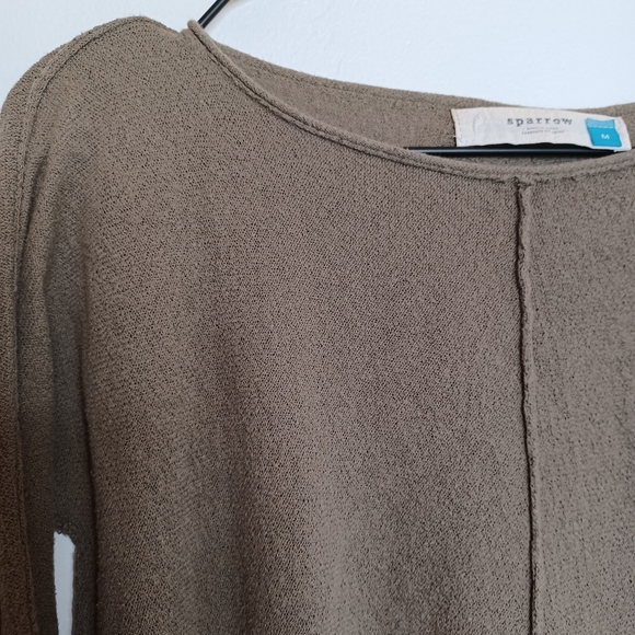 Anthropologie Sparrow Olive Green Woven A-Line Knit Top Women's Size S (6-8) - Picture 3 of 8